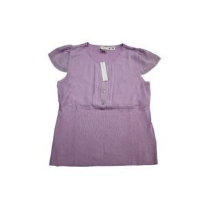 Linda Lucia Shirt Womens XL Orchid Purple Lightweight Casual Flutter Sleeve
